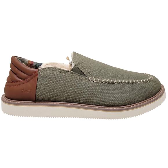Sanuk Men Cozy Vibe Low SM Collapsible Heel Slippers Size US 13 Stone Grey Green - Picture 2 of 5